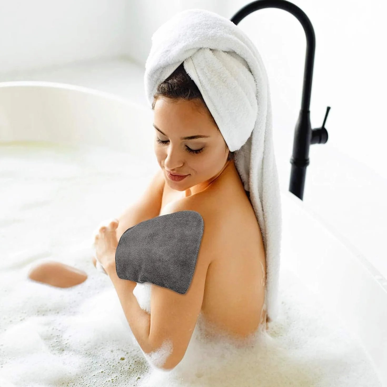 PHOGARY 6 szt. rękawic do mycia twarzy i ciała z mikrofibry, lekkie chłonne miękkie ściereczki do mycia, rękawica do demakijażu, ściereczka do kąpieli SPA, 21×15cm, szare