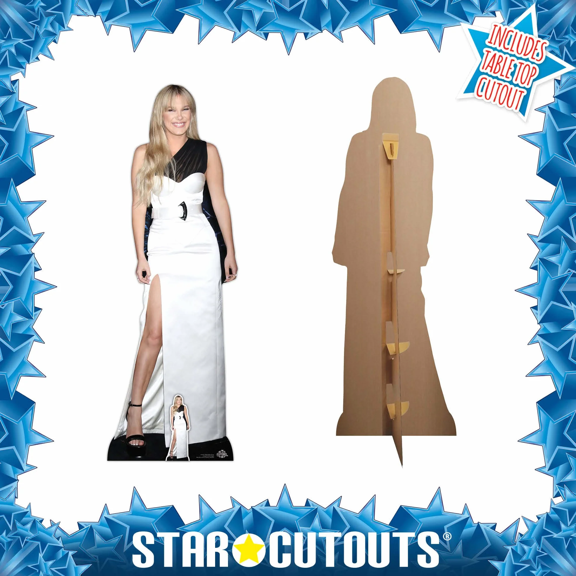 STAR CUTOUTS CS1001 Millie Bobby brązowa biała sukienka Lifesize kartonowe wycięcie