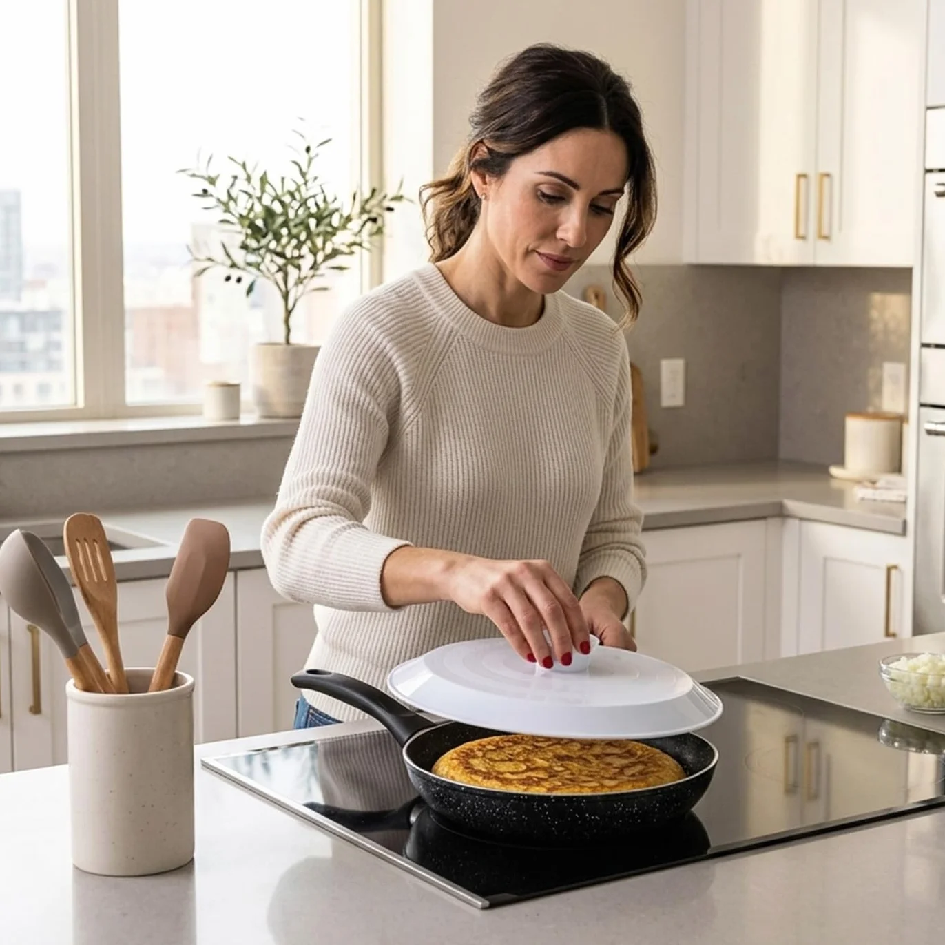 Talerz Gira Tortillas 29 cm, pokrywka z klapką, wytrzymały plastik, bez BPA