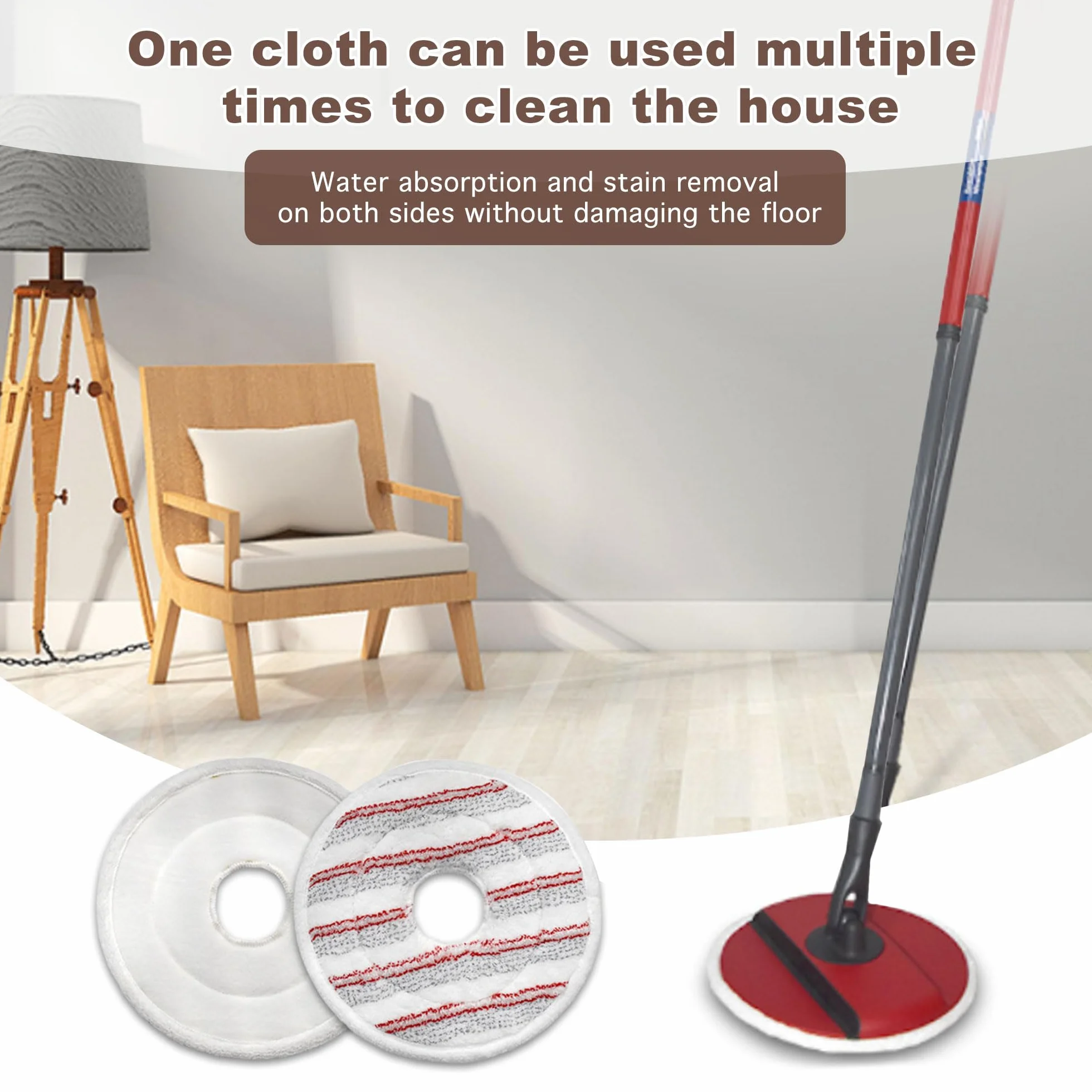 Wkład z mikrofibry do Vileda Spin and Clean Mop, wymienna głowica mopa czerwony