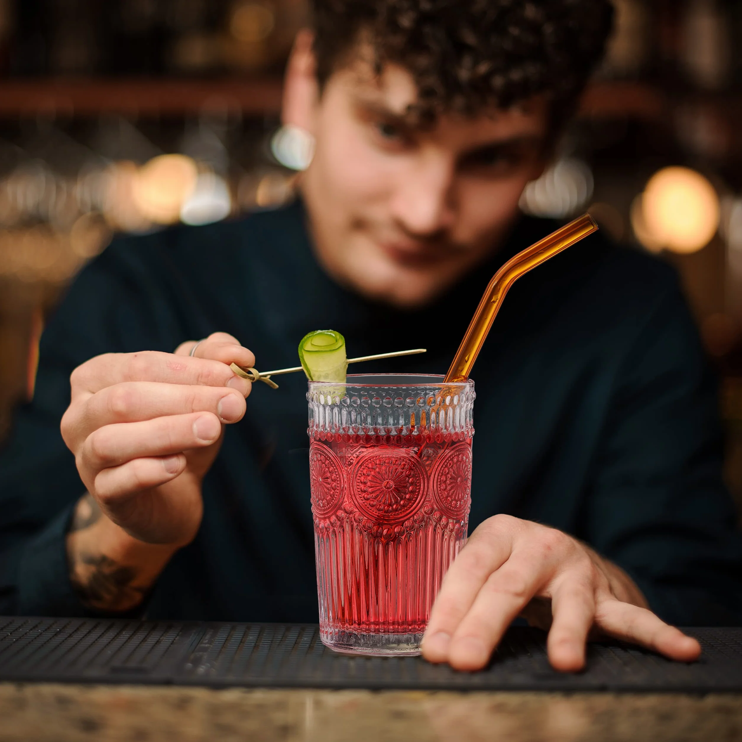 Relaxdays Szklanki do picia, zestaw 4 sztuk, 400 ml, szklanki w stylu vintage, na wodę, sok, limonka, nadają się do mycia w zmywarce, przezroczyste szklanki na wodę, 13 x 8 cm