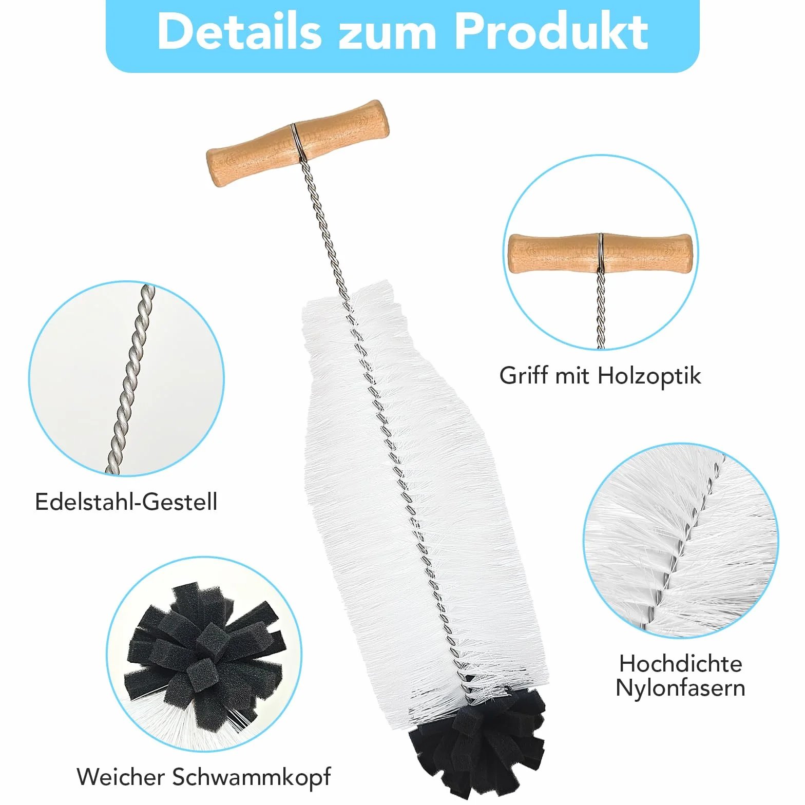 Szczotka do czyszczenia butelek szklanych 3 sztuki długa kompatybilna z Sodastream