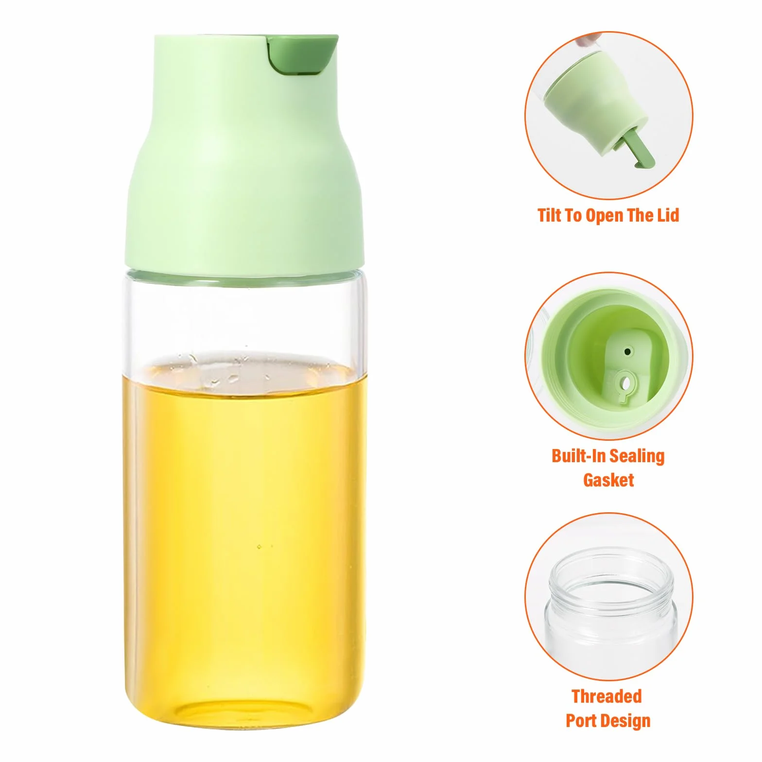 Szklany shaker do dressingów 500 ml, pojemnik na dressing, do sałatek, shaker do serwowania i przechowywania dressingów (zielony)