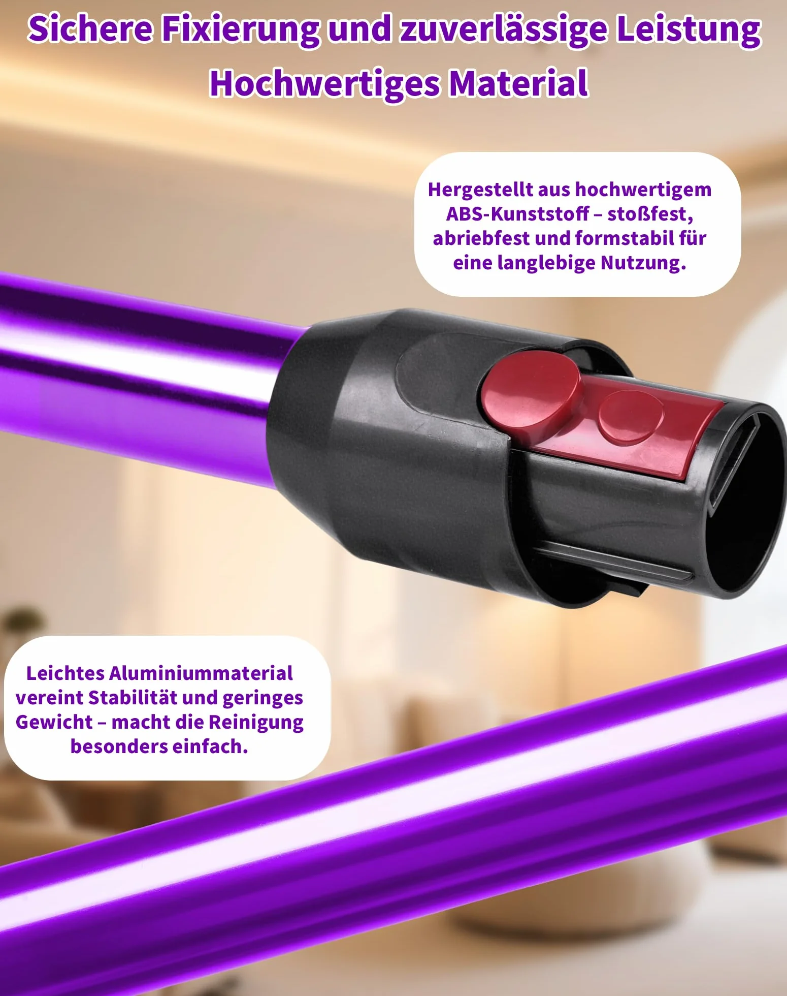 Rura przedłużająca do odkurzaczy Dyson V12 Detect Slim V10 Digital Slim 74 cm aluminiowa teleskopowa fioletowa