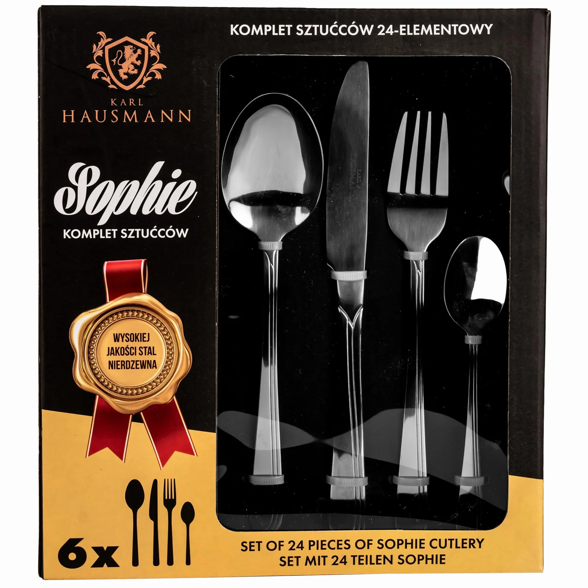 KARL HAUSMANN Zestaw Sztućców 24-Elementy Stal Nierdzewna 18/10 Srebrny