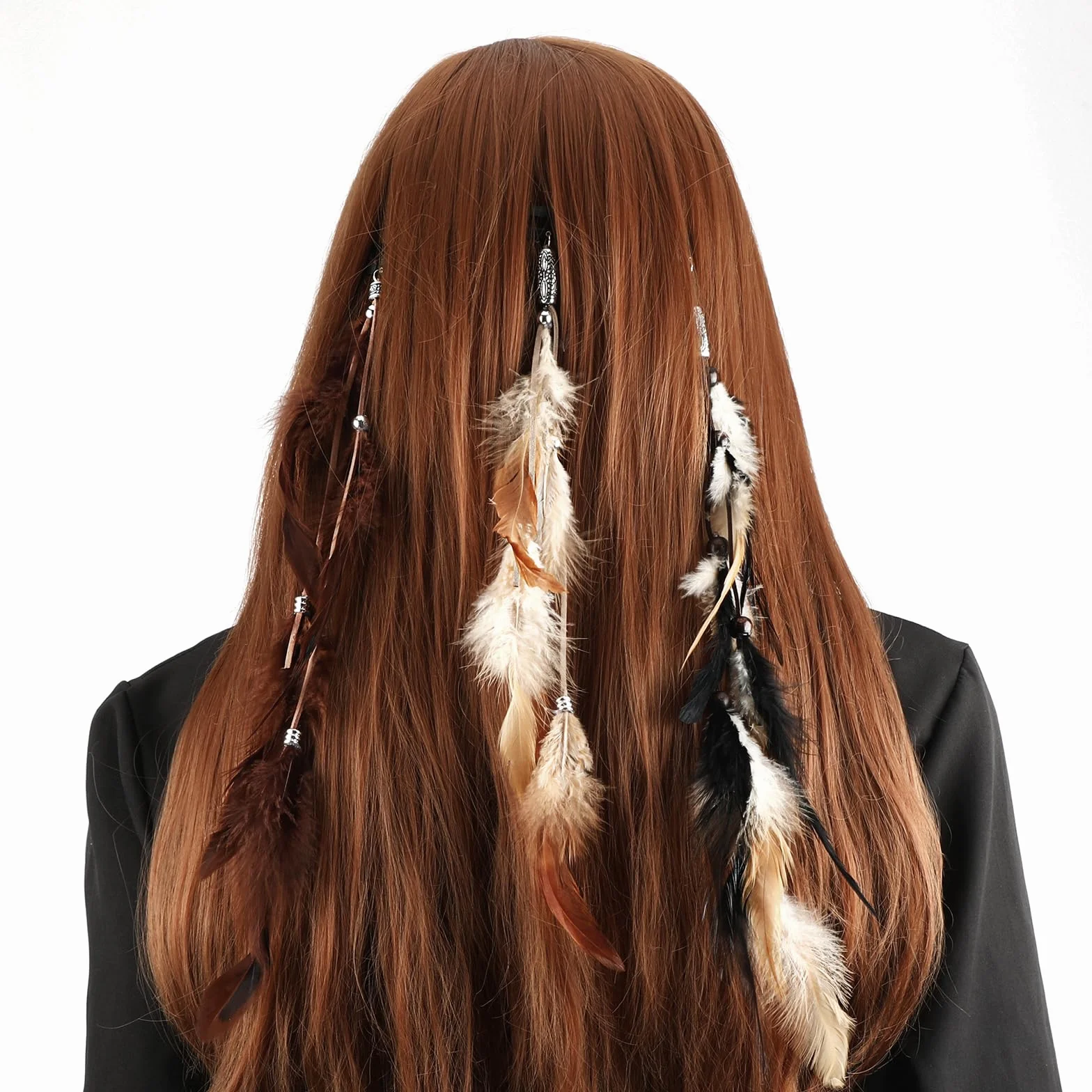 MWOOT 6 sztuk klipsów do włosów z piórami, indyjskie ozdoby do włosów dla kobiet, pióra, ozdoby do włosów w stylu boho, ozdoba głowy do kostiumu karnawałowego, Cosplay, akcesoria do dekoracji włosów z