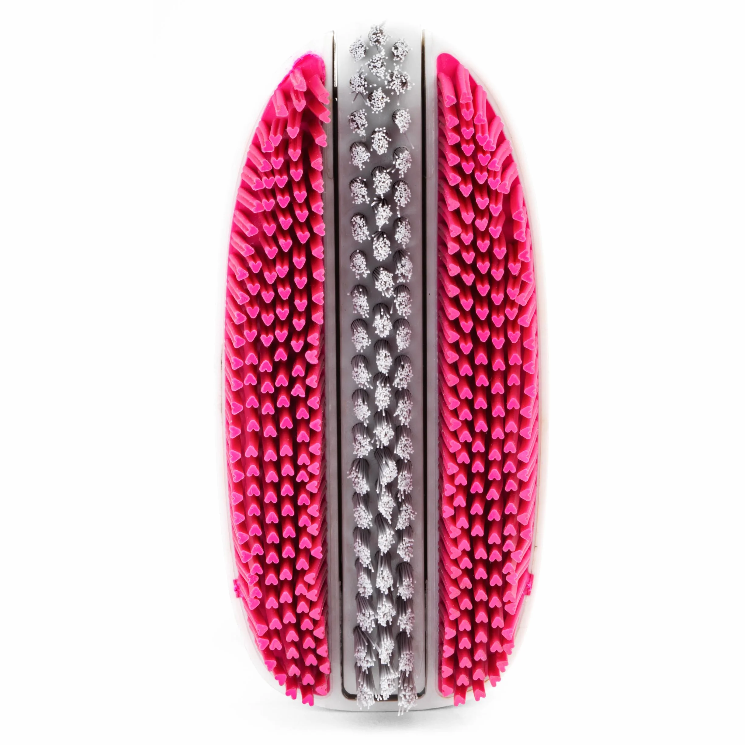 Kleeneze KL078957EU7 2 in 1 Rubber Head Scrubbing Brush, Carry Handle for Easy Use, Cleans Dishes/Pots Quickly, Pink/Grey