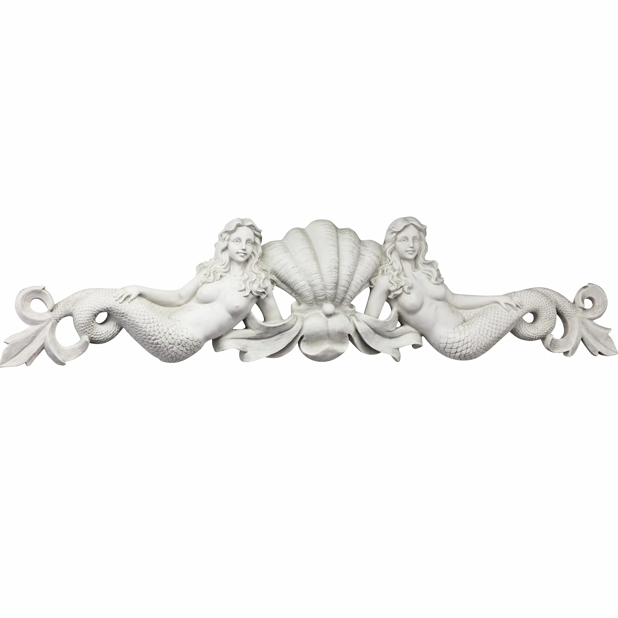 Design Toscano Syrenka fronton nad drzwiami 100 cm żywica poliestrowa dekoracja ścienna