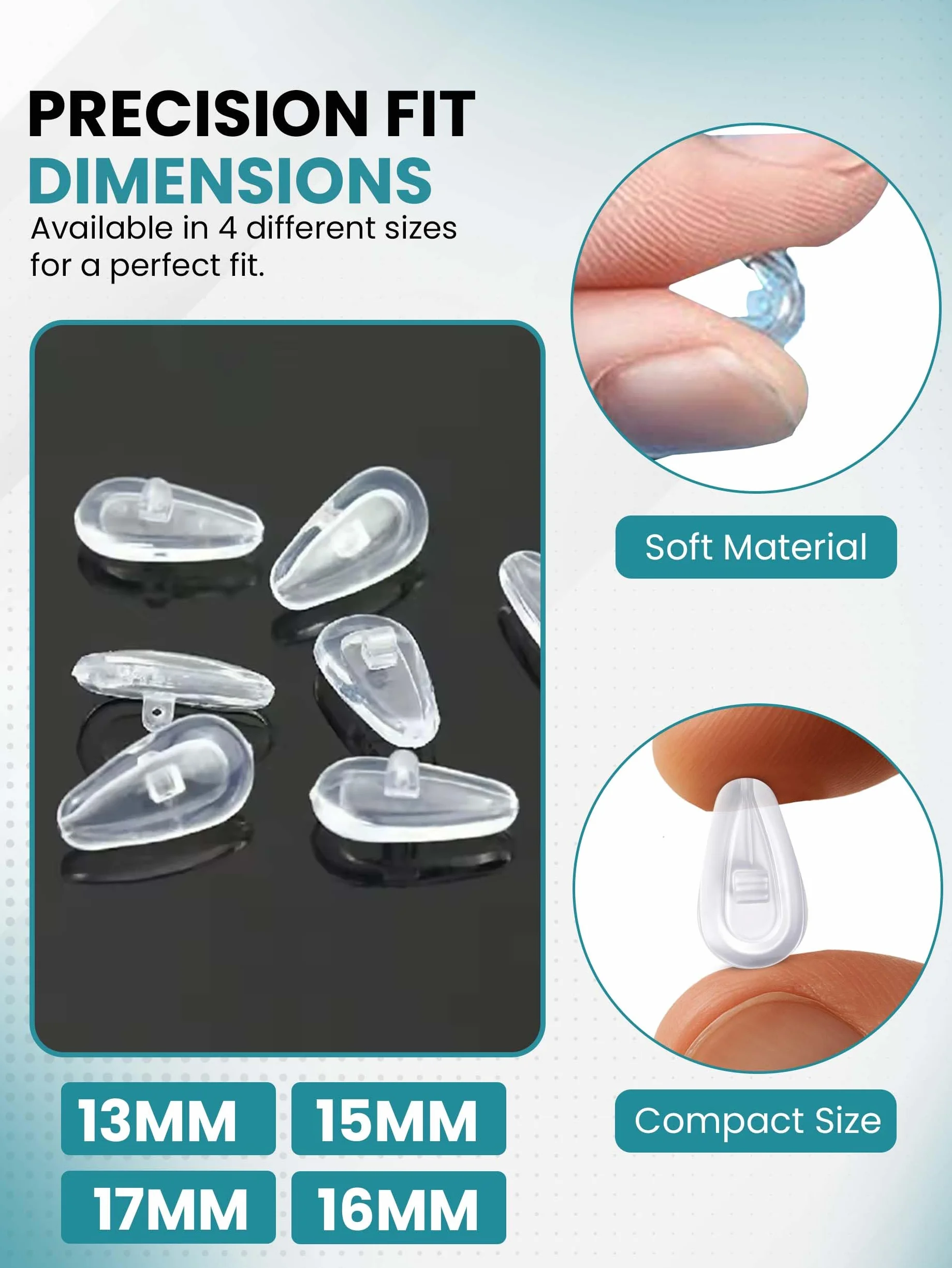 SPORTS WORLD VISION Gafas Plaquetas Almohadillas nasales Air Active de silicona suave 17mm Protectores de gafas con rosca 1 par