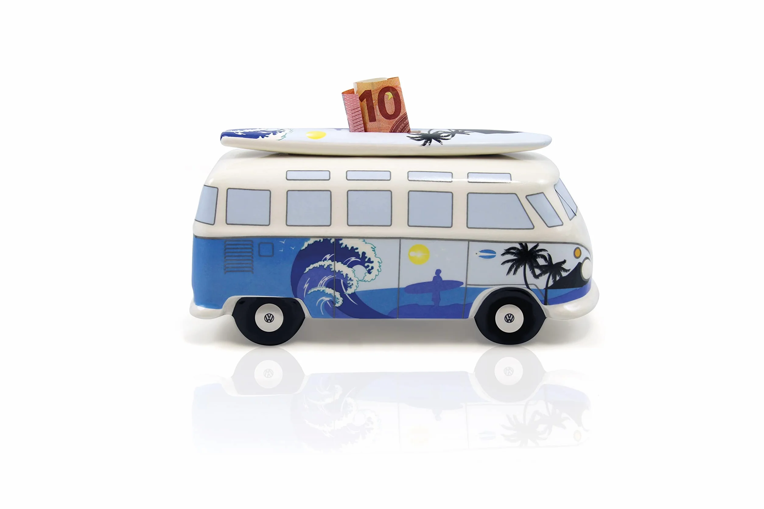 BRISA VW Collection Volkswagen Savings Bank skarbonka z deską surfingową T1 Bus Samba Surf Blue