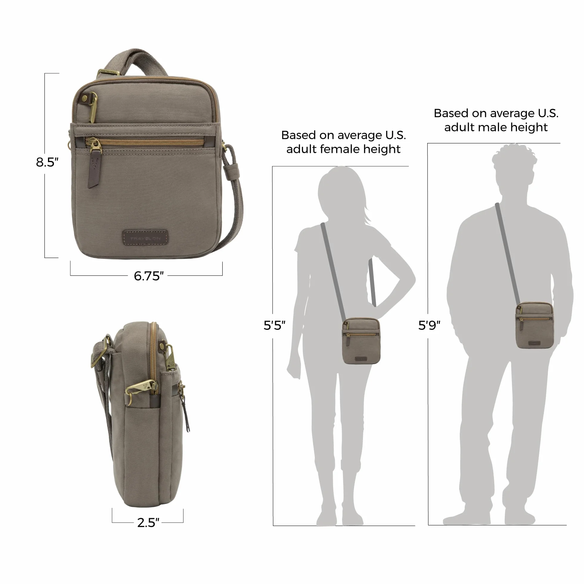 Travelon Torebka podróżna tote Uniseks Travelon Anti-theft Courier Small N/s Slim