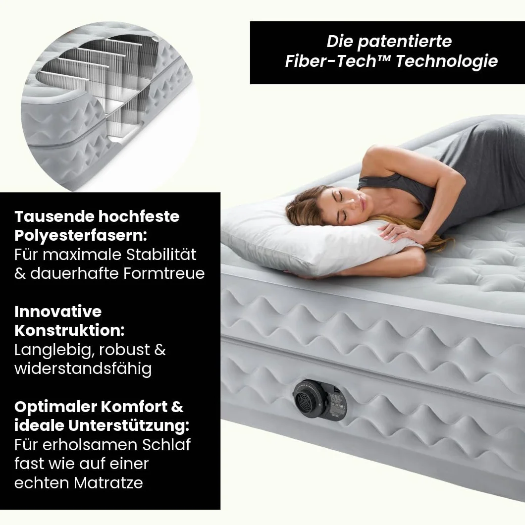 Intex 64490ND - Materasso Dura-Beam Supreme Air-Flow Autogonfiante, 152x203x51 cm