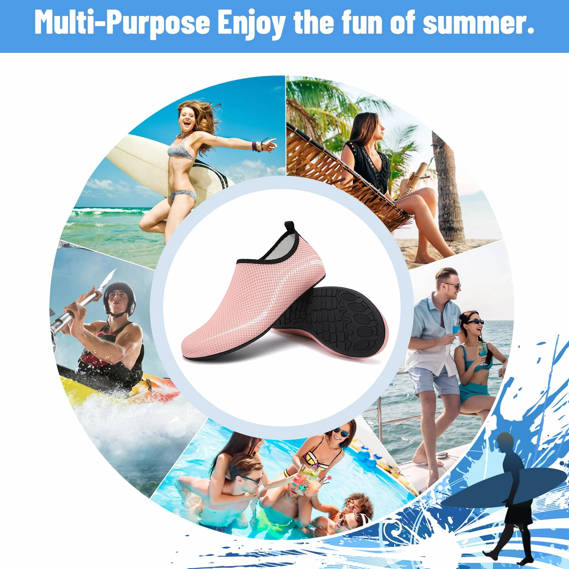 Buty do Wody Water Shoes Buty do SportóW Wodnych Lekkie Buty do PłYwania Buty PlażOwe Buty do Jogi Buty do Surfowania dla Kobiet I MężCzyzn.Różowy, 40EU