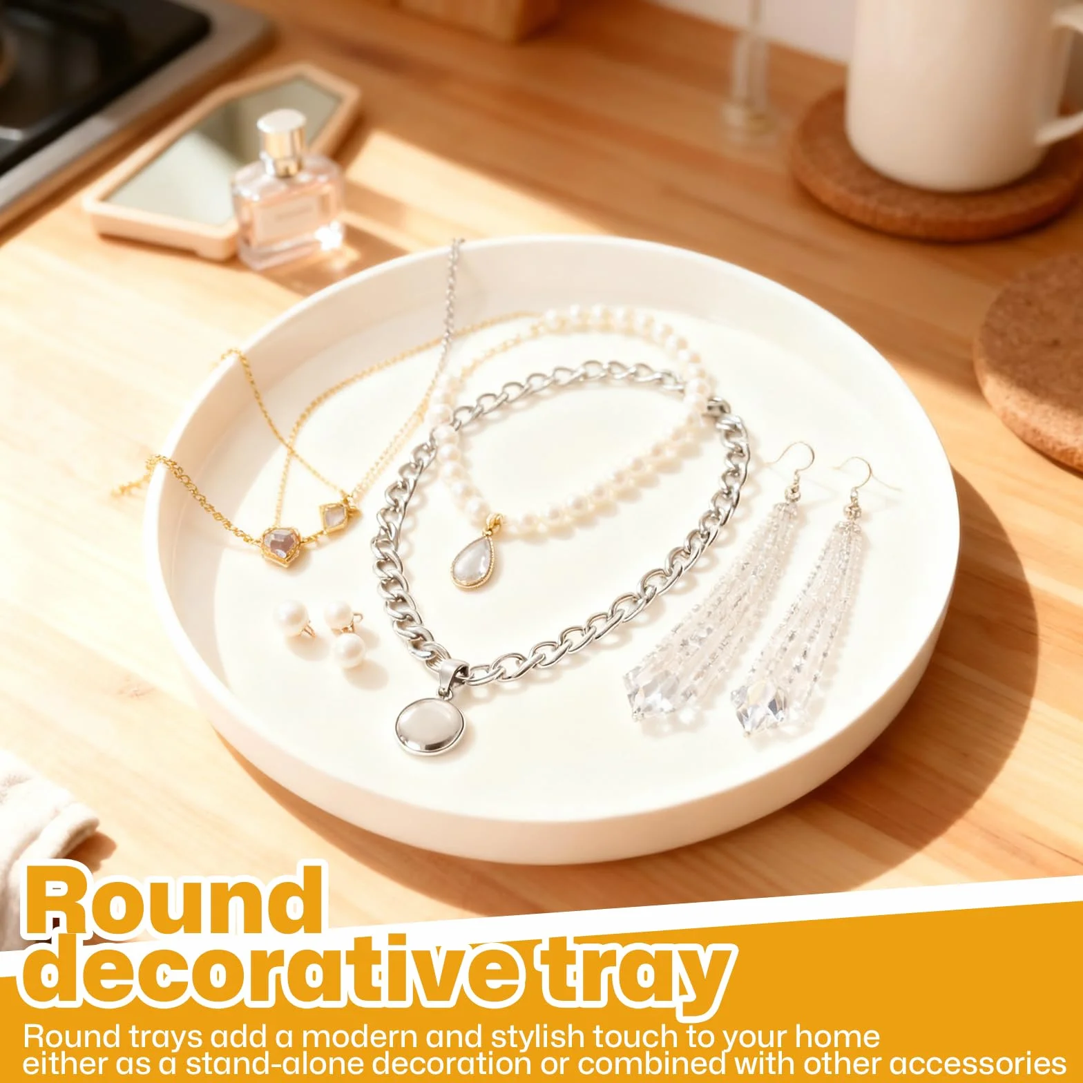 Dekoracyjna taca okrągła 30 cm patera na tort biała