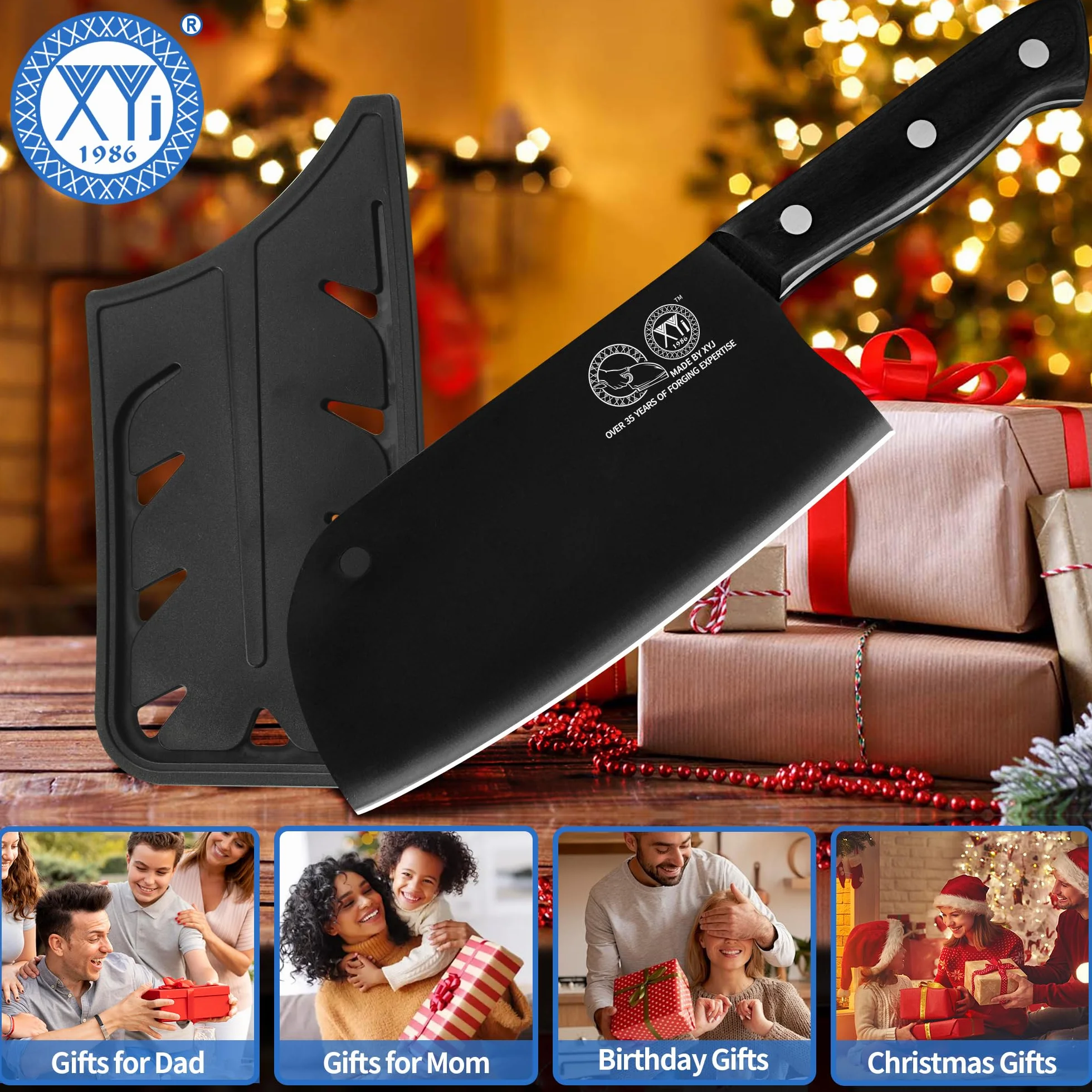 Nóż Santoku 7 cali Full Tang Nakiri Serbski nóż szefa kuchni z osłoną ostrza