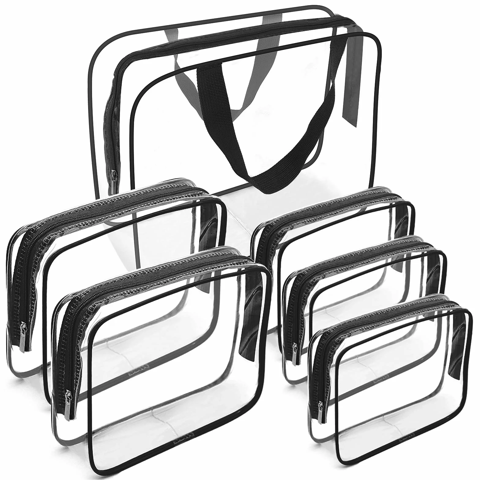 APREUTY Przezroczyste torby do makijażu, Jasne, 6 Pieces