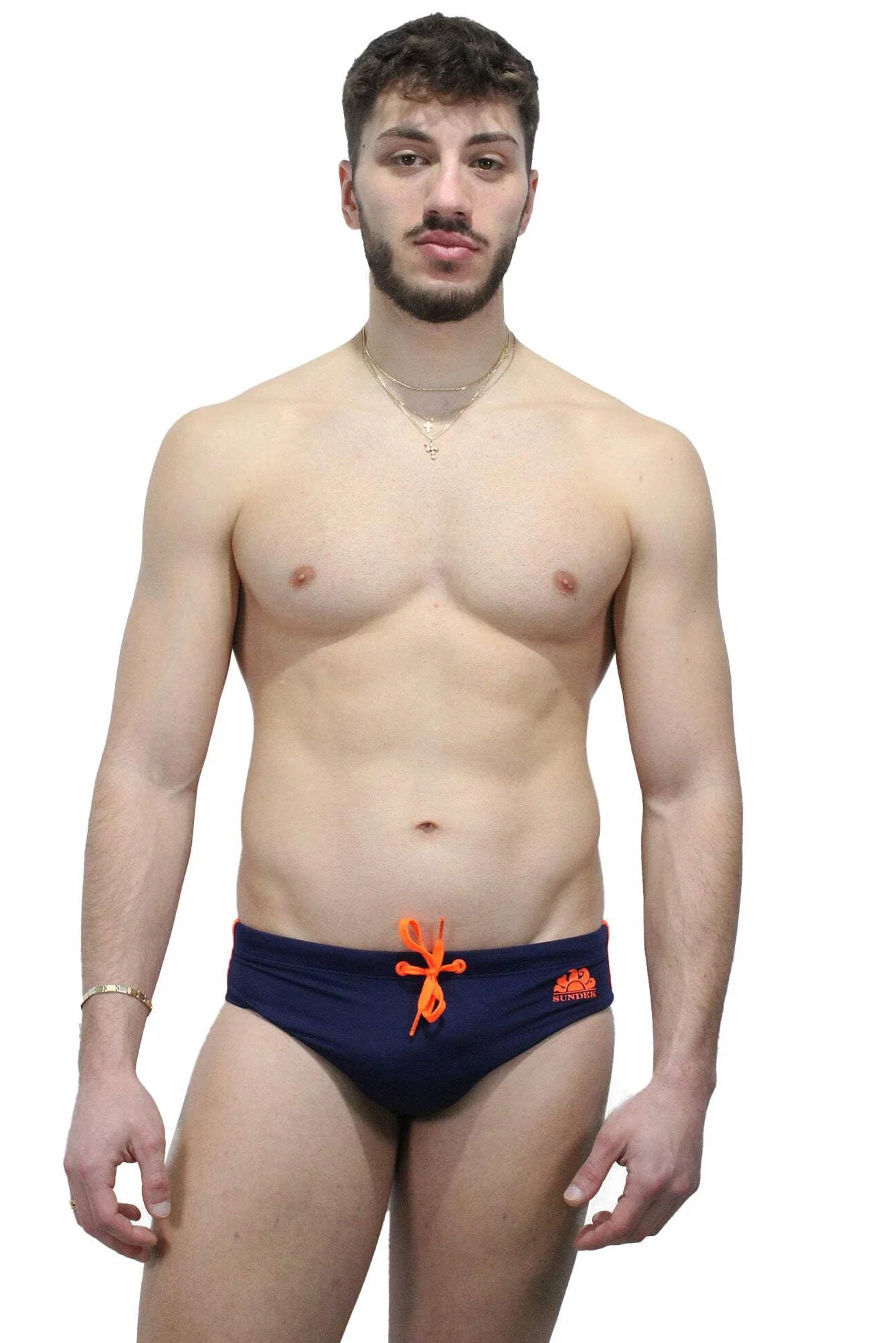 Sundek Costume Slip M279SSL3000 Diwalter Swim 00724 Navy 24 M/Blu Arancio fluo