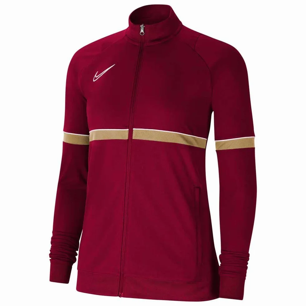 Nike Academy 21 Knit Track Jacket - Giacca sportiva da donna, Donna, Giacca da tuta, CV2677-677, Rosso/bianco/oro jersey/bianco, XL