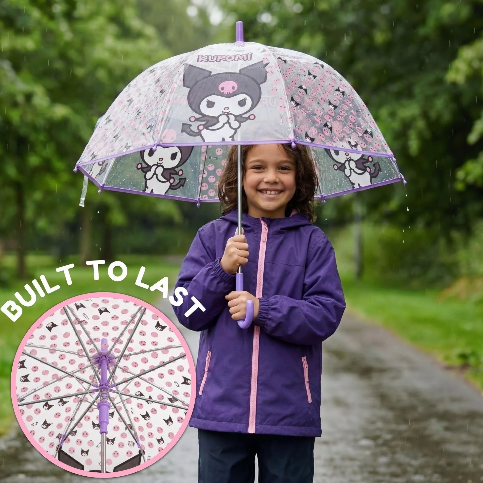 Kids Licensing parasol na deszcz, przezroczysty, 46 cm, dzwon, Kuromi