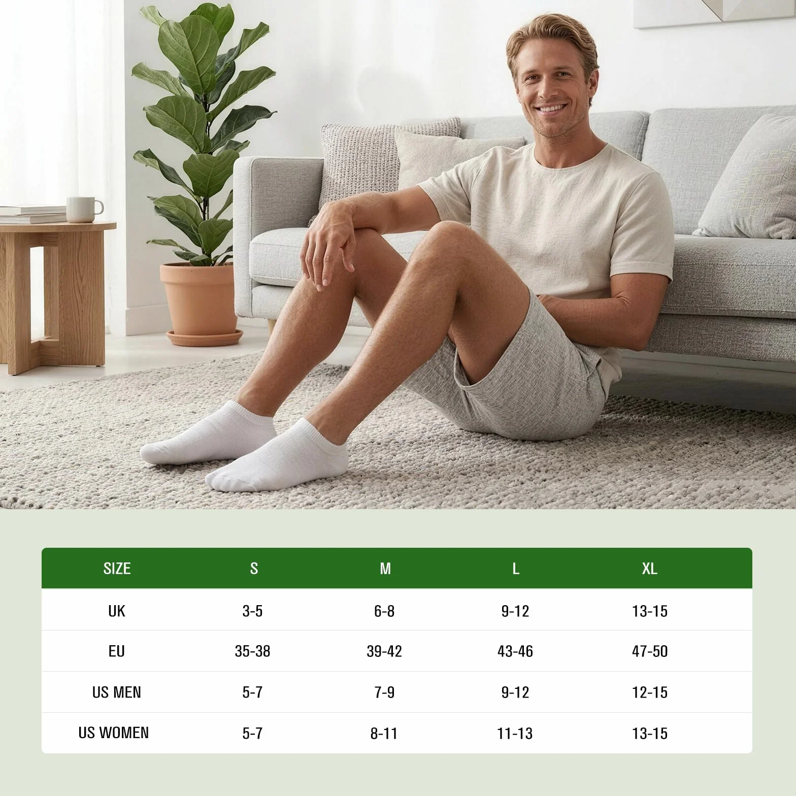 Niorasen Skarpetki Stopki Męskie i Damskie Bambusowe 6 Par, Niewidoczne Skarpetki Unisex Oddychające z Antypoślizgowym Silikonem, do Sneakersów i Mokasynów, Rozmiar 35-50
