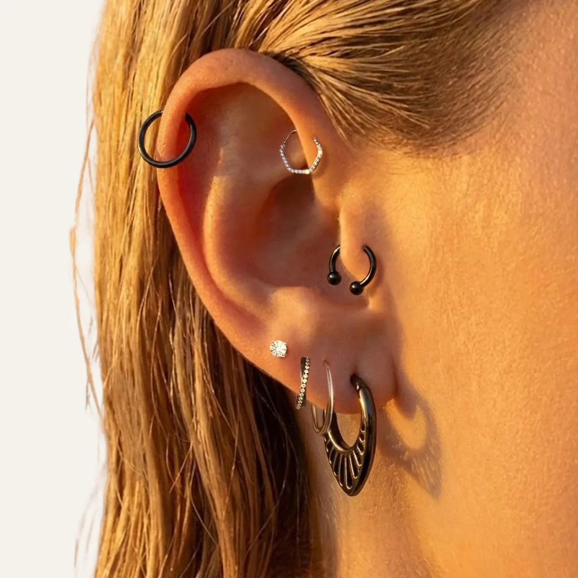 2 szt. tytanowe pierścienie do nosa z gwintem wewnętrznym, podkowa, okrągła sztanga, septum, biżuteria 16G, 14G, 12G, 10G, kolczyk do nosa, biżuteria, muszla, helix, wieża, wargi,