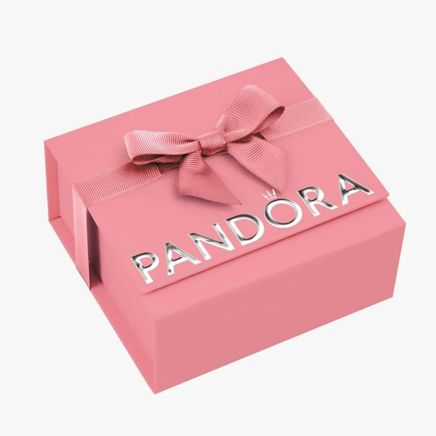 PANDORA Premium różowe pudełko prezentowe na biżuterię dla kobiet (5,5 x 12,5 x 11,7 cm)